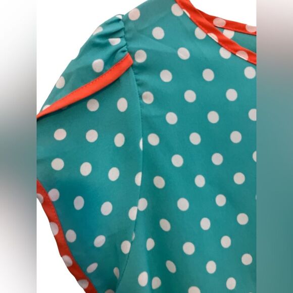 Modcloth Glam Top Size L Polka Dots Retro Flowy Cute - Picture 2 of 7